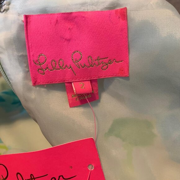 Lilly Pulitzer Blue Green Floral  Wrap Maxi Dress Size 2 New - Picture 5 of 11
